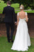 Unique Ivory Cap Sleeves Lace Top Backless Chiffon A Line Beach Wedding Dresses DM381