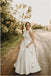 Satin A-line Lace Top Boho Wedding Dresses With Sweep Train, Bridal Gown DM1811