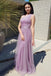 Shiny One Shoulder Purple Long Prom Dresses, Formal Evening Dresses DM1917