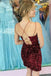 Sparkly Burgundy Sequins V Neck Tight Short Prom Homecoming Dress DMHD34