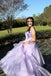 Shiny V Neck Lilac Backless Long Prom Dresses, Formal Evening Dresses DM1918