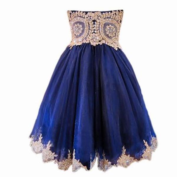 Blue and gold short dress top