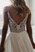 Off White Chiffon A-line V-neck Spaghetti Straps Chapel Train Wedding Dress DMW7