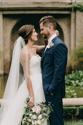 Simple A-line Chiffon Sweetheart Strapless Wedding Dresses, Beach Bridal Gowns DM1885