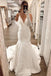 Simple Ivory Satin Mermaid V Neck Wedding Dresses, Bridal Gowns DM1889