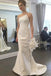 Simple Mermaid Ivory Strapless Wedding Dresses With Train, Wedding Gown DM1808