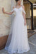 Spaghetti Straps Lace Dropped Sleeves Tulle A Line Beach Wedding Dress DMH83