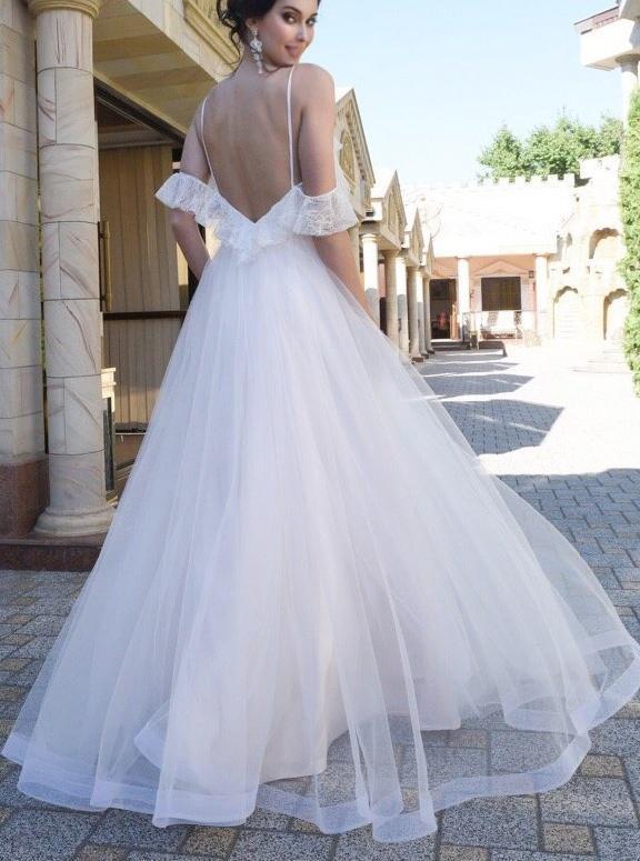spaghetti strap flowy wedding dress AA25610 main image 1