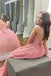 Pink Sparkly Sequins A-Line V-neck Spaghetti Straps Prom Dresses With Pockets DM2009