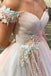 Chic Off the Shoulder Floral Appliques Long Prom Dresses Formal Evening Dresses DMP040