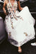 Charming Long Floral Lace Prom Dress A Line V Neck Cheap Wedding Dress DMH88