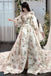 Stylish Long Sleeves Printed Long Prom Dress with High Slit, Long Formal Evening Dress DM1995