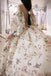 Stylish Long Sleeves Printed Long Prom Dress with High Slit, Long Formal Evening Dress DM1995