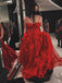 Burgundy A Line TulleLong Prom Dress, Formal Graduation Evening Dresses with Appliques DMP122