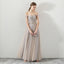 A Line Tulle Long Straps Lace Up Back Beaded Prom Dresses,Evening Dress DMG73
