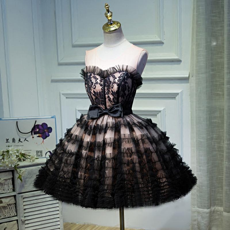 Black A Line Tulle Sweetheart Homecoming Dresses, Short  Prom Dress DMN52