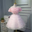 Cute Pink A Line Tulle Off the Shoulder Homecoming Dresses With Flowers DMN53