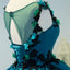 A Line Flower Appliques Round Neck Homecoming Dresses, Blue Short Prom Dress DMN71