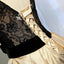 A Line Round Neck Satin Short Homecoming Dresses With Black Lace DMN48