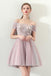 A Line Off the Shoulder Tulle Homecoming Dresses,Short Prom Dress DMC61