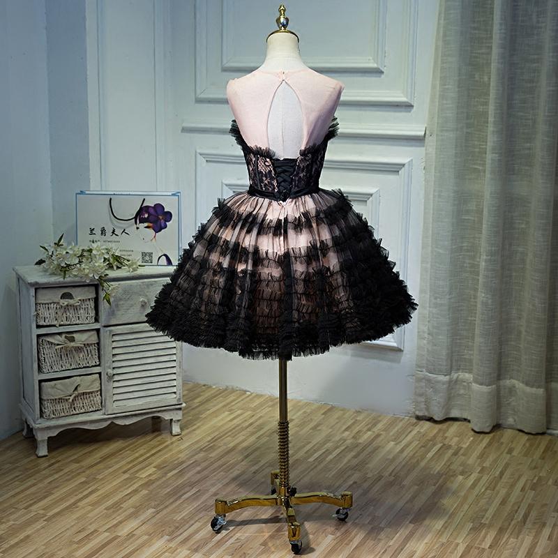 Black A Line Tulle Sweetheart Homecoming Dresses, Short  Prom Dress DMN52