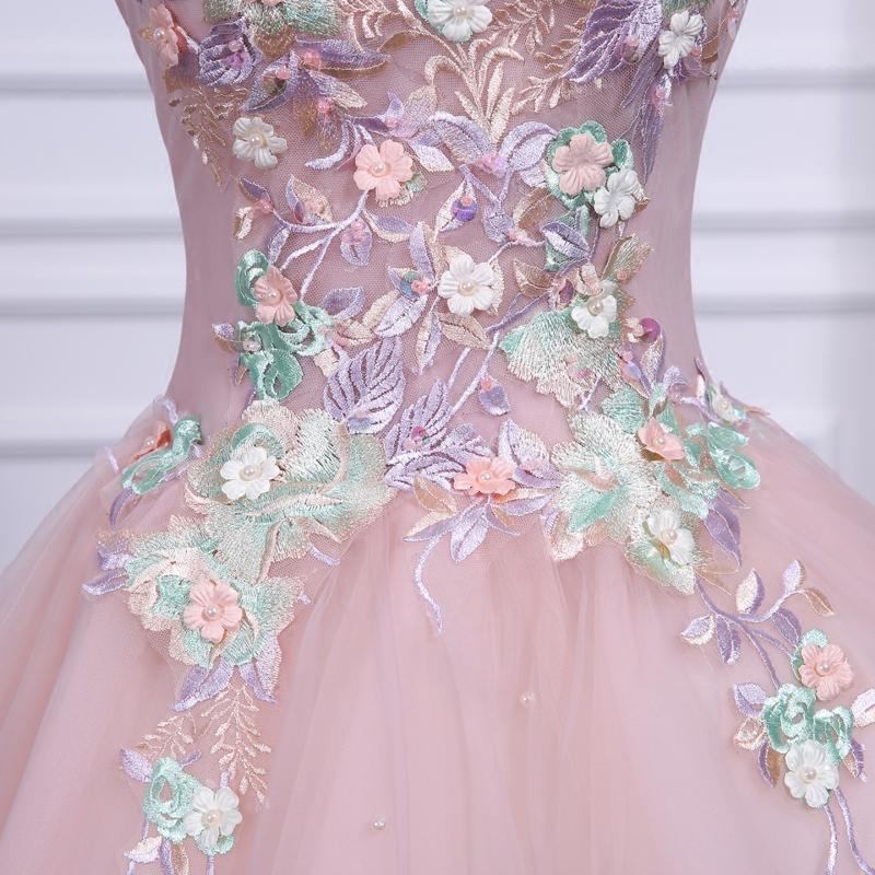 Pink A Line Tulle Spaghetti Straps Homecoming Dresses With Appliques DMN54