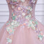 Pink A Line Tulle Spaghetti Straps Homecoming Dresses With Appliques DMN54