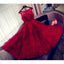 Charming Red A Line Lace Short Sleeveless Homecoming Dresses DMD9