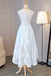 Light Blue Lace Round Neck High Low Halter Bow Prom/Homecoming Dresses,Sweet 16 Dress DM248