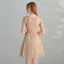 Gold Sequins A Line Short Tulle Half Sleeves Homecoming Dresses DMC98