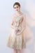 A Line Round Neck Short Lace Appliques Homecoming Dresses DMC97