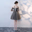 A Line Half Sleeves Off the Shoulder Homecoming Dresses, Short Appliques Prom Dress DMN62