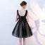 A Line V Neck Black Homecoming Dresses, Short Tulle Appliques Prom Dress DMN63