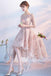 Princess A Line Lace High Low Half Sleeves Homecoming Dresses DMC96