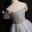 Cute Gray Off the Shoulder Floral Appliques A Line Tulle Homecoming Dresses DMC58