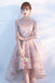 Princess A Line Lace High Low Half Sleeves Homecoming Dresses DMC96