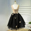 A Line Black V Neck Homecoming Dresses, Sleeveless Prom Dress With Butterfly DMN68