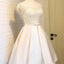 A Line Satin Short Prom Dress,New Arrival Lace Top Homecoming Dresses DM422