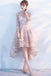 Princess A Line Lace High Low Half Sleeves Homecoming Dresses DMC96