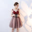 Charming A Line V Neck Red Flowers Short Tulle Homecoming Dresses DMC65