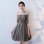 A Line Half Sleeves Off the Shoulder Homecoming Dresses, Short Appliques Prom Dress DMN62