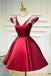 V Neck A Line Satin Appliques Short Homecoming Dresses DMN47