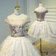 A Line Lace Appliques Off the Shoulder Homecoming Dresses, Short Prom Dress DMN70