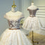 A Line Lace Appliques Off the Shoulder Homecoming Dresses, Short Prom Dress DMN70
