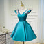 V Neck A Line Satin Appliques Short Homecoming Dresses DMN47