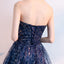 Navy Blue A Line Strapless Sequined Short Homecoming Dresses DMC54