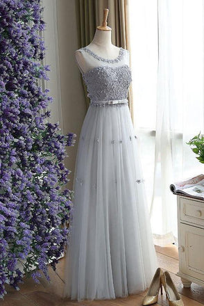 Unique Prom Dress,A Line Prom Dresses, Charming Prom Dresses,Gray Evening Dress,Gray Prom Gowns, Floral  Women Dress,Long Prom Dress