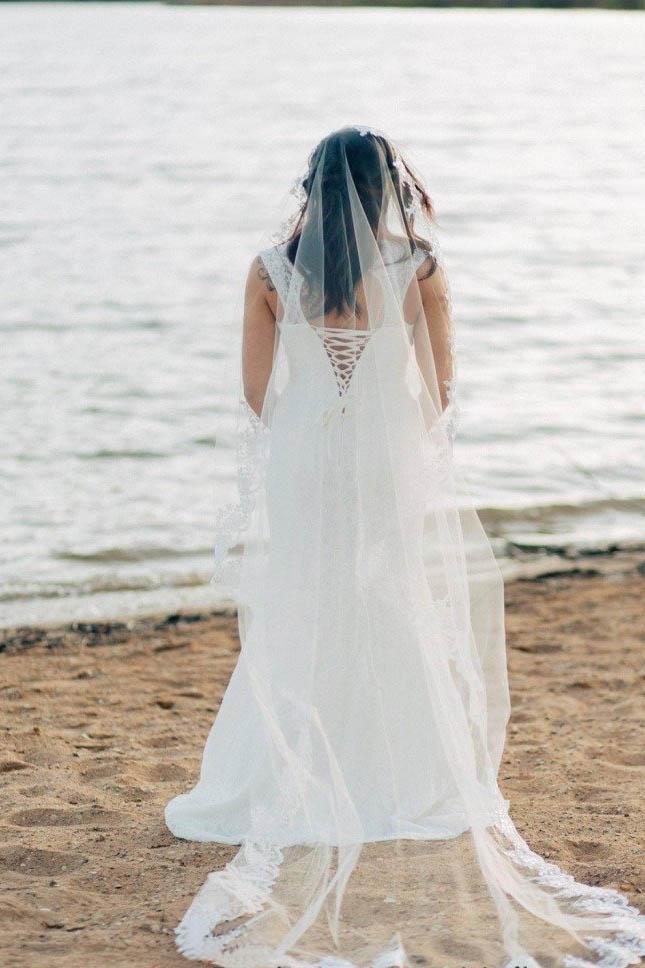 3 Meters Long Tulle Wedding Veil Lace Applique Edge WV8