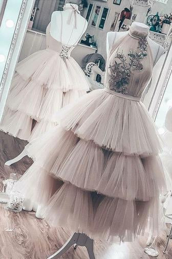 Unique Short Layered Tulle High Neck Short Prom Dress, Homecoming Dresses DMO56