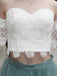A-line White Lace Off Shoulder Two Pieces Homecoming Dress,Elegant Tulle Short Prom Dress DM392